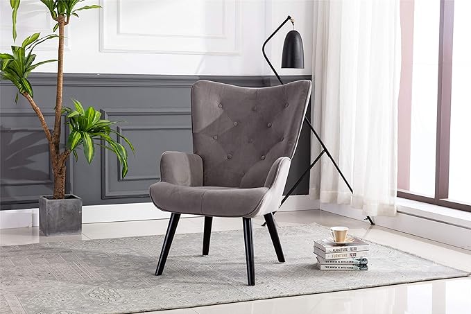 Accent Chair Living Room/Bed Room Modern Leisure Chair Silver Grey