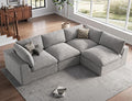 120 Cloud Sectional Couch | Oversize Boneless Couches for Living Room | 4 Seater L-Shape Sofa | Light Grey