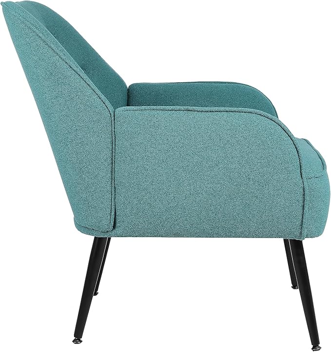 Modern Mid Century Chair Linen Sherpa Armchair for Living Room Bedroom Office Easy Assemble(Green) TW965