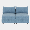 GDFStudio 2 Pieces Armless Loveseat Sofa with Storage Convertible Small Couches for Small Spaces with Back Cushions Modular Fabric Deep Seat Home Sofa for Living Room Office Apartment Blue