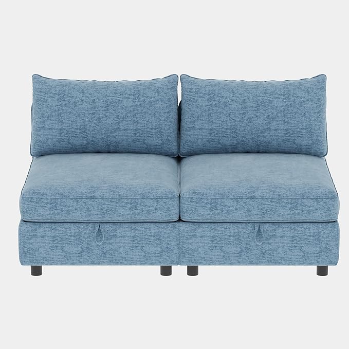 Loveseat Modular Storage Sectional Sofa Customizable Seating Group Sofa&ampCouch Convertible Lounge Sleeper Chaise Daybed with Movable Seat and Ottomans Chenille Upholstered Sofa Couch for Living Ro