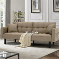 AVAWING Futon Sofa Bed Modern Linen Fabric Convertible Upholstered Couch with Adjustable Back Arms and High Strength Nylon Legs for Living Room Apartment Office (Khaki)