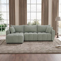 110 L Shaped Modern Boucle Sofa Modular Sectional Cloud Couch with Ottoman Tufted 4-Seat Deep Seat Sofa with Pillows for Living Room Bedroom and Apartment Light Green