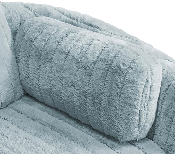 Furniture of America Vyrinor Modern Chenille Power 220° Swivel Recliner Chair with Pillows Reclining Glider Comfy Sofa Wooden Comfortable Couch for Living Room Nursery Home Theater Sky Blue