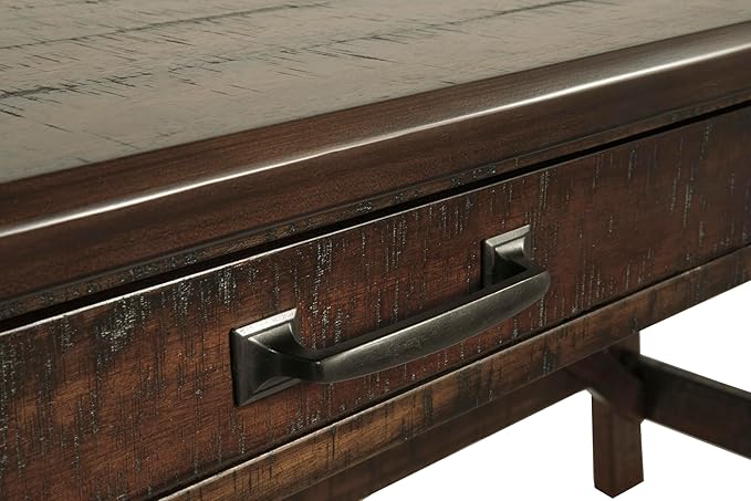 Signature Design by Ashley Baldridge Home Office Desk Rustic Industrial Desk With Drawers Wood Construction Smooth-Gliding Storage for Workspaces Ideal Office Desk for Home Offices Brown