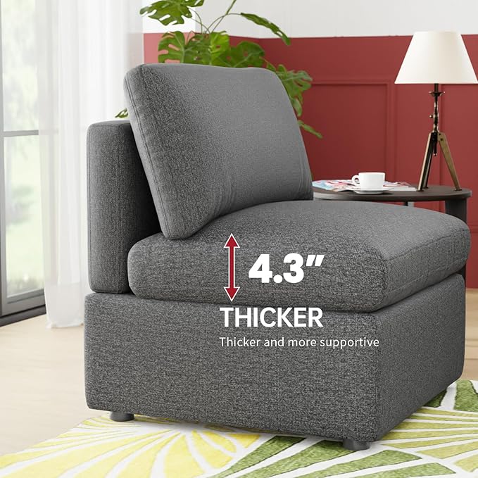 PayLessHere Sofa Couch Convertible Sofa 1-Seat Sofa Modular Sectional Sofa Couch for Living Room Bedroom OfficeDark Gray