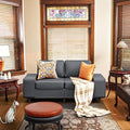 71 Leathaire Loveseat Couch 2 Seater Retro Sofa with 4 Side Pockets Removable and Washable Cushions Living RoomApartment Office (Dark Grey)