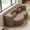 2 in 1 Convertible Compressed Sofa Bed 54'' Modern Boneless Loveseat Sleeper in a Box Floor Mattress Futon Couch No Assembly Needed Space Saving Brown 2 Pillows Full for Small Living Room