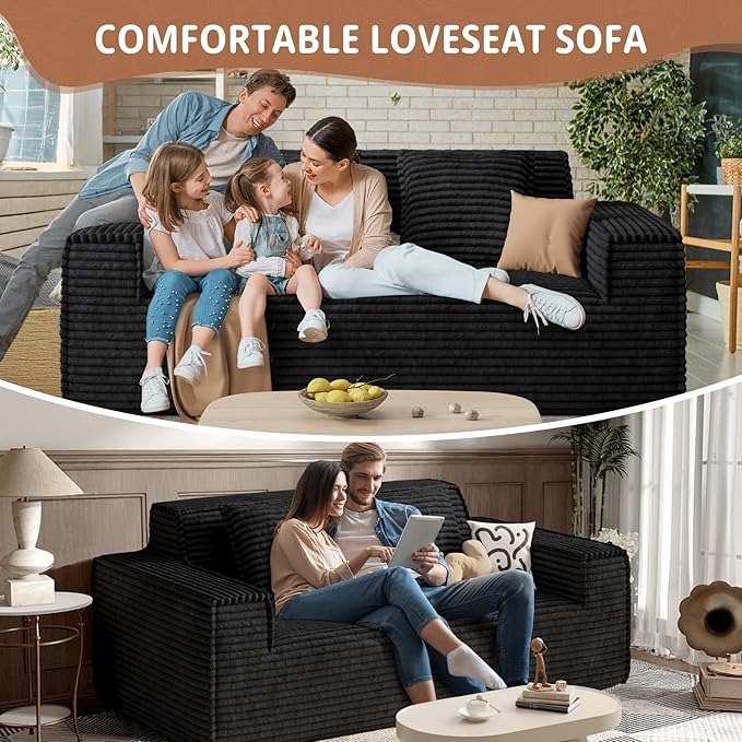 75'' Cloud Loveseat Sofa No Assembly Required Comfy Deep Seat Couches 1 pcs for Living Room Bedroom Apartment