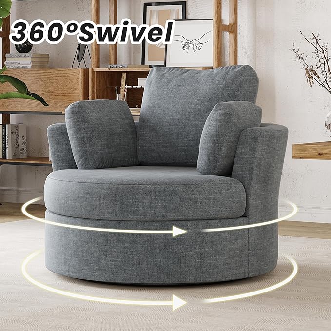 STARY Upholstered Swivel Barrel Sofa Modern Accent Chair with Cozy Cushioning Stylish Rotating Chair for Living Room Bedroom or Office