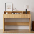 47 Executive Desk with Fluted Drawer Modern Home Office Desk with Long Monitor Stand and 2 Drawers Computer Writing Desk for Study Office Vanity Natural Oak