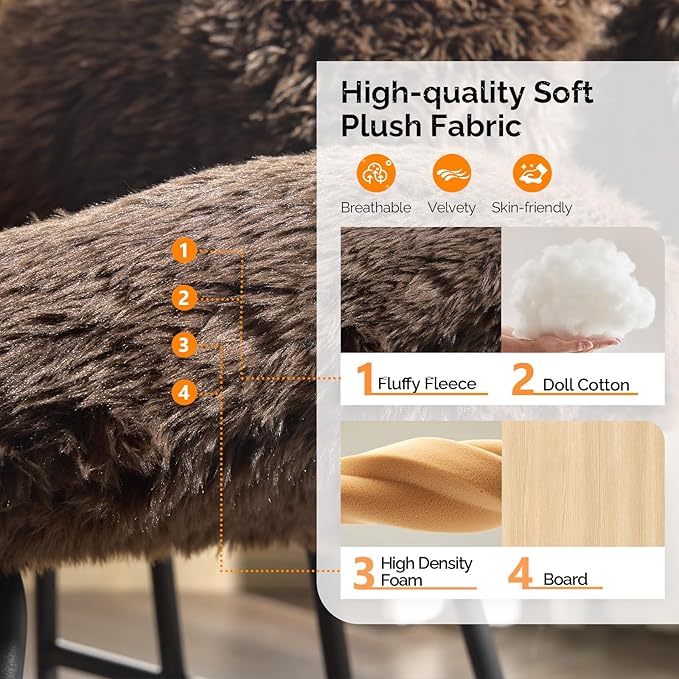 VINGLI 25.6 Wide Nursery Glider Chair 115° Reclining Armless Rocker with Lumbar Pillow &amp Solid Wood Base Plush Fleece Nursing Chair for Bedroom &amp Living Room Chocolate