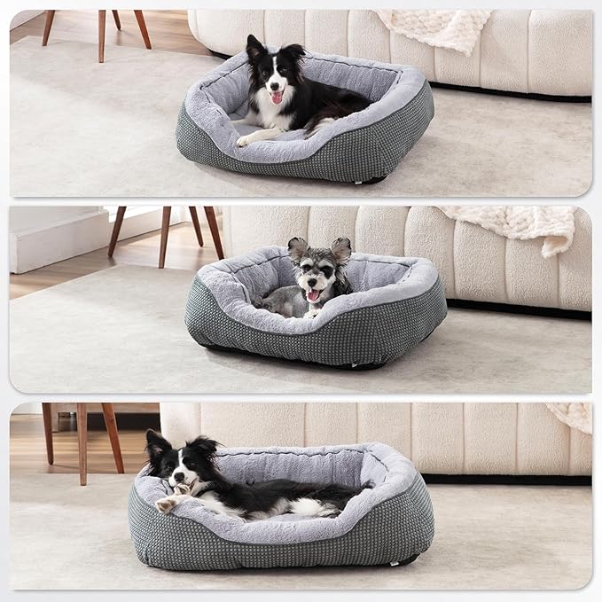 INVENHO Medium Dog Beds for Medium Dogs Washable Rectangle Dog Bed Medium Size Dog Orthopedic Dog Bed Warming Soft Calming Sleeping Puppy Bed Durable Pet Bed with Anti-Slip Bottom M(30x24x9)