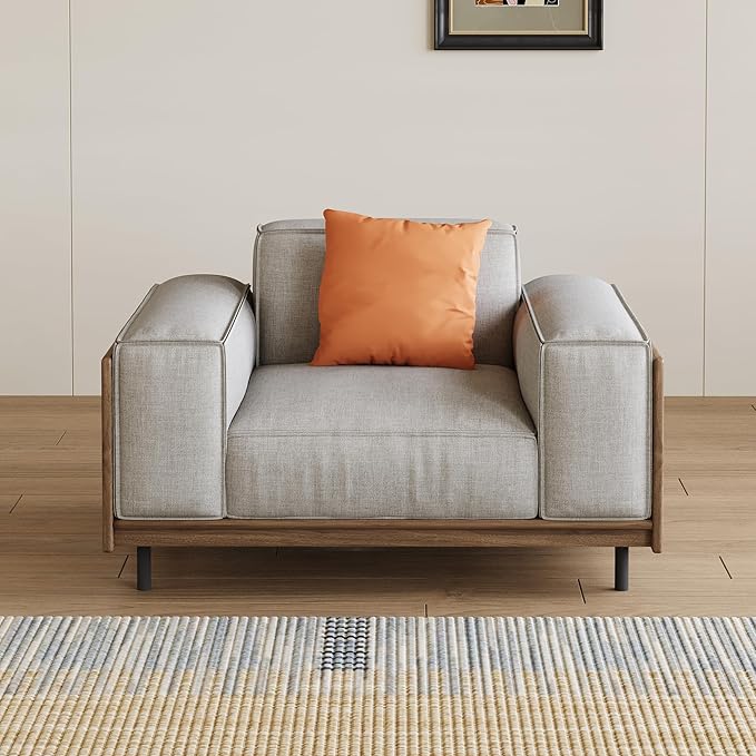Modern-style 40.94 fabric sofa with solid wood frame and high-density sponge cushioning designed for easy assembly. A single-seater set suitable for living rooms and offices. (40.94inch-Armchair)