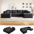 140 U-Shaped Modular Sectional Sofa for Living Room3 Seater Cloud Sectional Couch with Chaise LoungeDeep Seat with PillowsNo Assembly Required (Black)