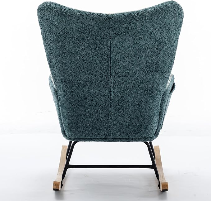 Modern Patchwork Accent Chair with Solid Wood Armrest and Feet Mid-Century Modern Accent Sofa Fabric Sofa Chair for Living Room Bedroom Studio Comfy Side Armchair for Bed (Green+Dark Green)