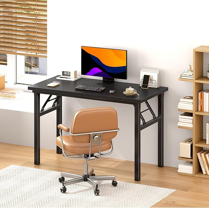 SDHYL 39 inchesNo Assembly Foldable Computer Desk for Home Office Workstation Study and Writing Black