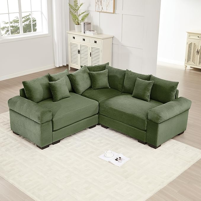 mikibama Modular Sectional Cloud Sofa CouchModern Roomy L-Shaped Corner Couch with Deep SeatConvertible Chenille Corner Sofas for Living RoomBedroomSmall Spaces