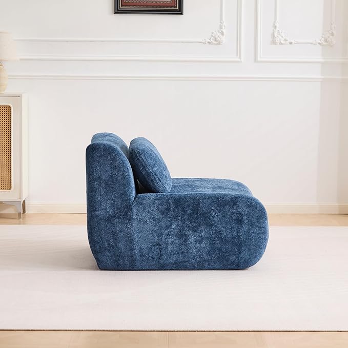 34.3 Boneless Couches for Living Room Set Cloud Modular Sectional Sofa in a Box Memory Foam Modern Couch Big Comfy Compressed Sofas Armless No Assembly Single Sofa Blue