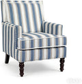 Accent Chair Modern Comfy Mid-Century Accent ChairsLinen Upholstered Lounge Arm Chair with Solid Wood Reading Side Padded Single Sofa for Living Room/Office/Balcony/Bedroom-Blue Stripe