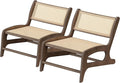 Chogori Mid Century Modern Wooden Lounge Chair Armless Rattan Accent Chair Lightweight Boho Style Seating Comfortable Single Chair for Living Room Bedroom or Patio (Walnut Set of 2)