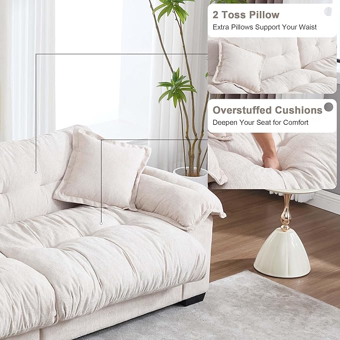 90.55 Cloud Loveseat for Living Room Modern Small Sofa Love Seat Couch for Small Spaces 2 Seater Comfy Loveseat Sleeper Cozy Sofa Beige