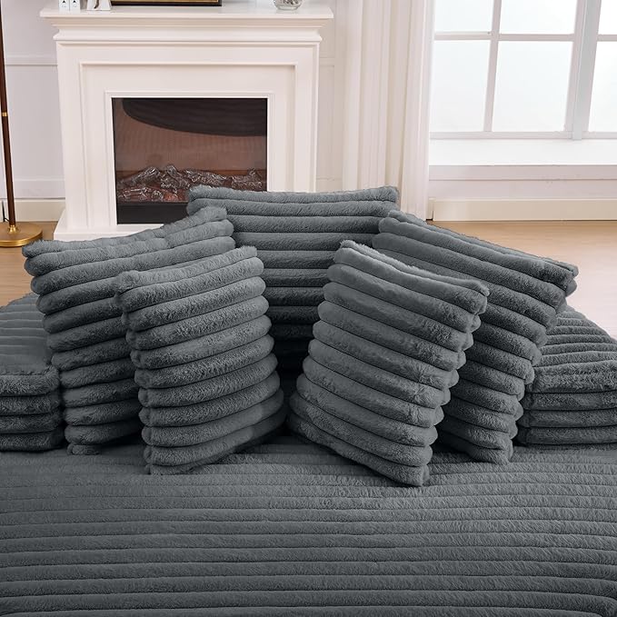 Oversized Upholstered Chaise Lounge Chair Indoor Corduroy Deep Seat Accent Chair Plush Boneless Barrel Sofa Chair for Living Room Bedroom Apartment (Gray 62.9 Inch)