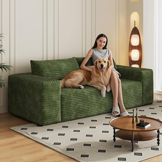79 Boneless Couch Loveseat Sofa Gifts for Women Men Comfy Deep Seat Cloud Couch No Assembly Required Floor Sofa for Living Room Apartment Small Spaces CorduroyGreen