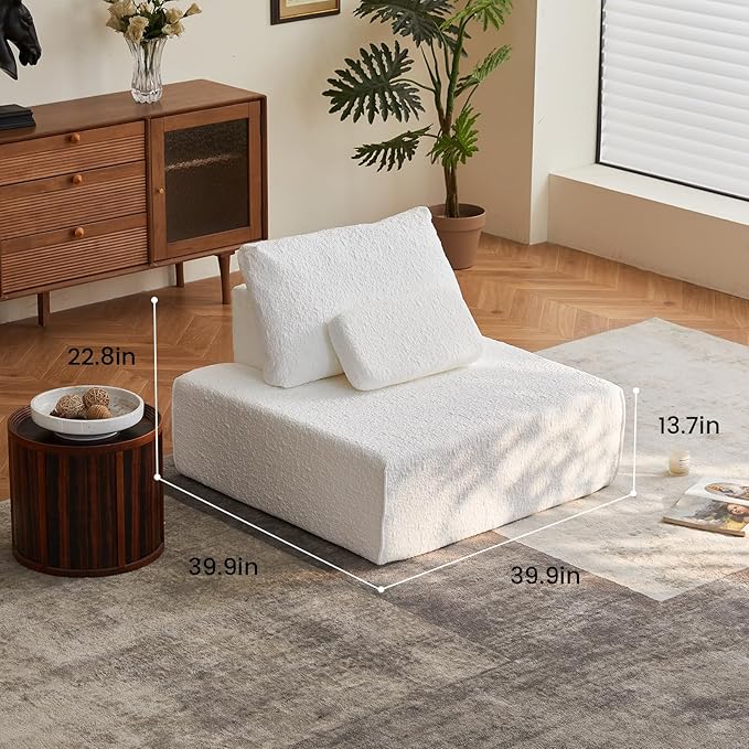120 White Boneless Sectional Couches for Living Room 3 Seater Couch with Pillow Upholstered Comfy Cloud Couch Deep Seat Sofa No Assembly for Bedroom and Apartment
