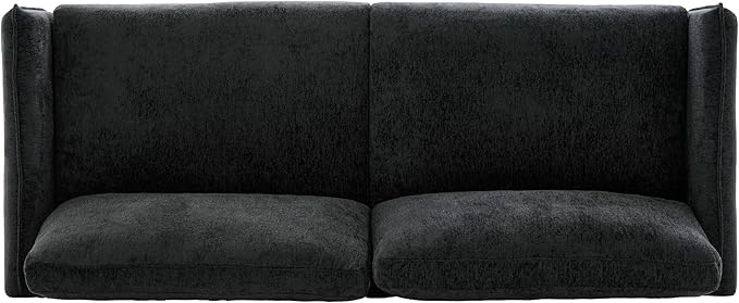 Christopher Knight Home Brena Modern Chenille Upholstered Loveseat Sofa Wooden 2 Seater Sofa Couch with Deep Seat Comfy Cloud Couch for Living Room Bedroom Home Office Black