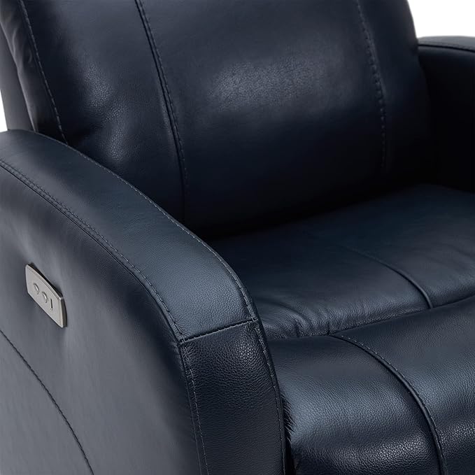 CHITA Genuine Leather Power Swivel Glider Recliner Chair for Adults FSC Certified Electric Nursery Rocker Recliner Chair for Living Room Navy Blue