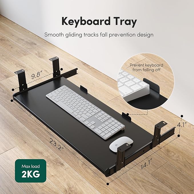 FEZIBO Standing Desk with Keyboard Tray 48 x 24 Inch Adjustable Height Sit Stand Desk with Memory Presets for Home Office Ergonomic Computer Workstation Black