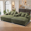 60 Chaise Lounge Indoor Upgraded Oversized Plush Faux Fur Sleeper Sofa Bed w/Pillows &amp Wide Armrests Fluffy Upholstered Reading Chairs Cloud Sofa Couches for Living Room Set of 2Green