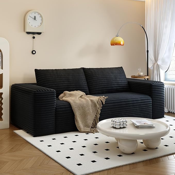 Modern Loveseat SofaModular Couch with Deep Seat Memory FoamComfy Small Cloud Couch for Small SpacesNo Assembly Required Sofa for Living RoomEfficient HomeBedroomOffice Apartment（71inchBlack）