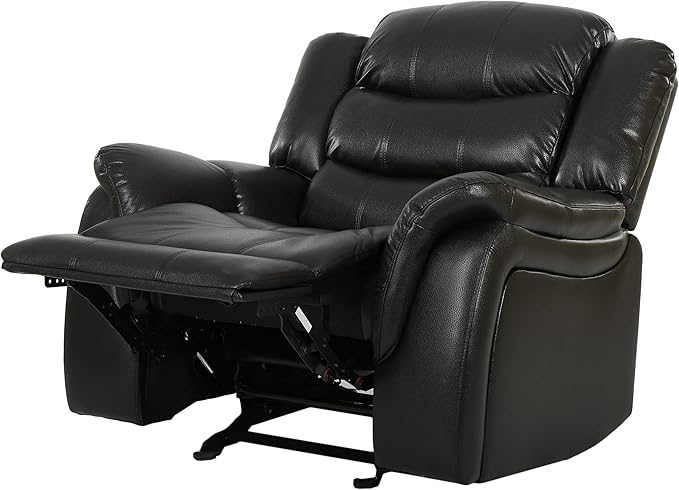 Christopher Knight Home GDFStudio Great Deal Furniture Merit Black Leather Recliner/Glider Chair