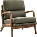 Mid Century Accent Chair Modern Living Room Chairs with Solid Wood Frame Reading Relaxing Armchair for Adults Lounge Chair for Living Room Bedroom Waiting Room-Green