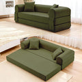 78.5 Convertible Sleeper Sofa Bed Faux Leather Deep Seat Folding Floor Sofa with Pullout Bed &amp 2 Pillows No Assembly Modern Boneless Couch Compression Sofa in Box for Living Room Office Green