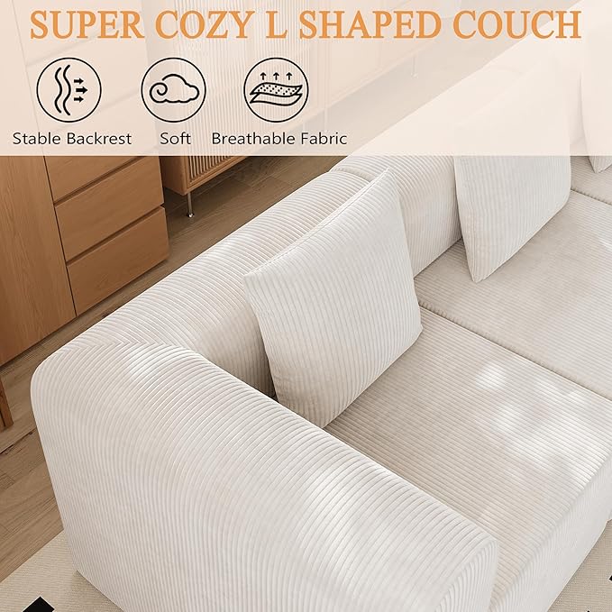 wanan Modular Sectional Couches for Living Room 6 Seats with Deep Seat L-Shape Cloud Sofa Couch High Density Memory Foam Boneless Upholstered Couches Easy Assembly (Warm White 6 Seats)