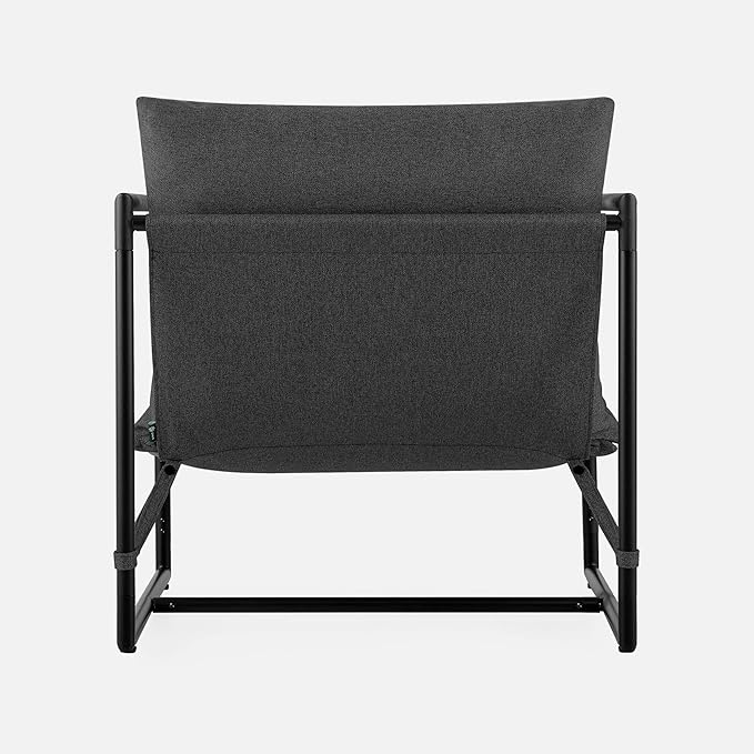 Zinus Aidan Sling Accent Chair Metal Framed Armchair with Shredded Foam Cushioning Dark Grey