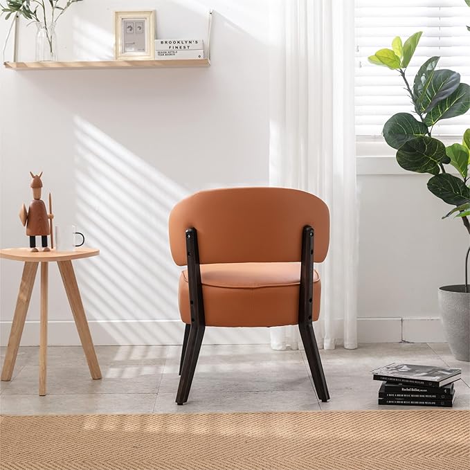 Modern PU Leather Upholstery Chair Living Room Leisure Sofa ChairArmless Reading Chair for Living Room Bedroom Waiting Room with Rivet Trimfor Bedroom Home ReceptionOrange