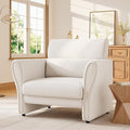 GarveeHome Modern Accent Chair Boucle Upholstered Armchair for Living Room Mid-Century Lounge Chair Comfy Single Sofa for Bedroom Office Beige