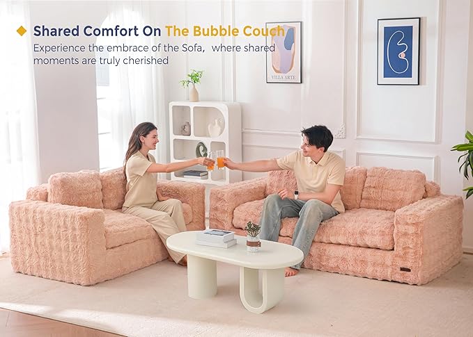 MAXYOYO 3-Seater Boneless Sofa Couch Modern Bubbled Sofa for Living Room Soft Bean Bag Chair High-Density Foam Couch with Pillows No Assembly Required