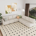 Fiona's magic Modular Sectional Sofa Set 7 Seats Sleeper Sofa Couch with Storage Sectional Sofa Couch with USB Charging Port Modern Comfy Chenille Couch for Living Room Beige