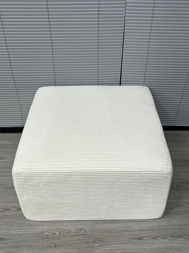 79 Convertible Sofa Bed for Small Spaces No Assembly 5-in-1 Modular Futon with Fixed Frame Removable Armrests &amp Memory Foam Mattress Corduroy Sleeper Couch (White-Ottoman)