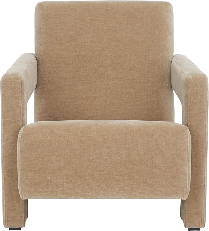 SAFAVIEH Couture Collection Taylor Modern Light Brown Velvet Upholstered Accent Chair (Fully Assembled)