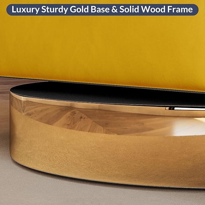 BELLEZE Swivel Barrel Accent Chair Set of 2 Modern Upholstered Arm Comfy Velvet Curved Back Round Chair with Gold Base Wood Frame 360 Degree for Living Room Bedroom OfficeYellow