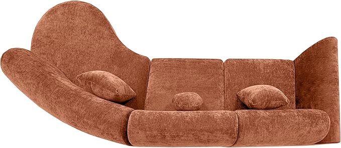 Christopher Knight Home Grelyn Modern Curved Modular Sectional Sofa Wool Fabric Large Cloud Couch 6-Seater L-Shaped Couch Living Room 3-Piece Lounge Sofa with ChaiseFully AssembledBrownish Orange