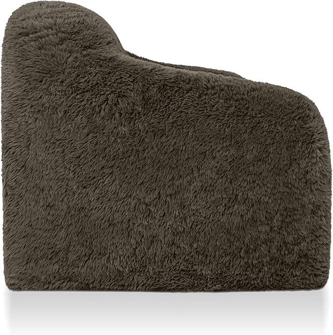 Furniture of America Fexon Modern Upholstered 1-Seater Foam Sofa Chair with Curved Arm Compressed Couch in a Box No Assembly Required for Living Room Home Theater and Office Cub Brown