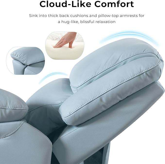 Furniture of America Sorin Modern Leather Recliner Chair with Pillow Armrests and High Density Foam Reclining Sofa Comfortable Couch for Living Room Office FSC Certified Dark Gray