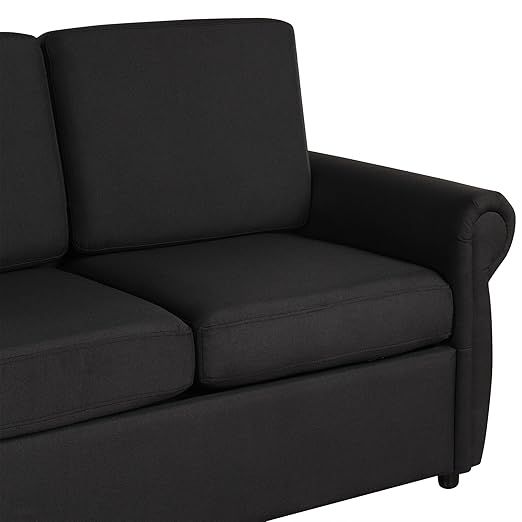 Ball &amp Cast 58 Loveseat Futon Sofa-BedConvertible Pull Out CouchLinen Upholstery Sleeper Sofa Bed with Twin Size Memory Mattress&ampUSB PortOverstuffed Back CushionChaise Lounge for Livingro
